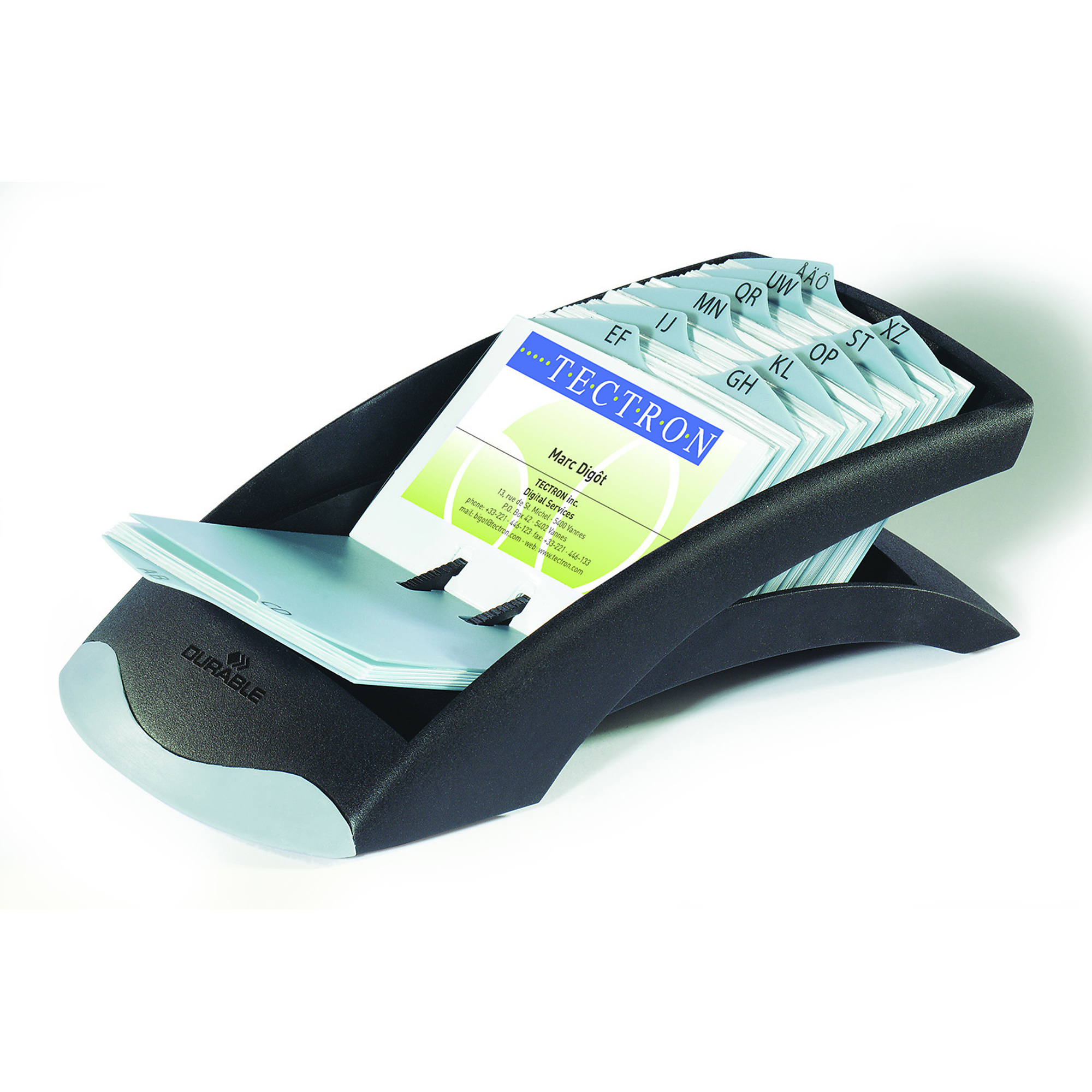 Durable, VISIFIX Desk Business Card File, Black, Color Finish Black, Model# 241301